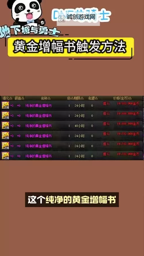 揭秘DNF神奇的黄金增幅书概率：提升装备的最佳选择图1