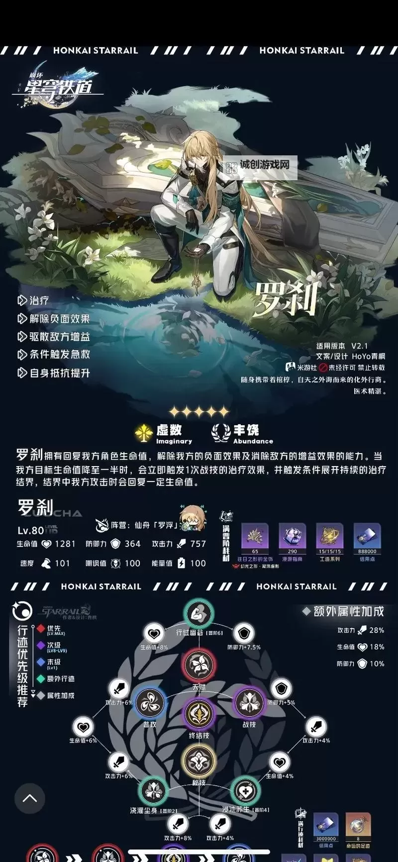 《崩坏星穹铁道》2.1上半卡池角色培养一图流 黄泉和罗刹培养攻略图2