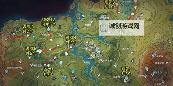 《原神》4.1版本劫波莲高效采集路线图1